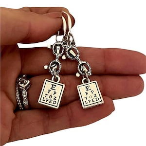 Gift for Women Optometrist Optician Eye Chart Eyeglasses earrings, Eye Doctor Gifts, Optometry Jewelry gift for her
