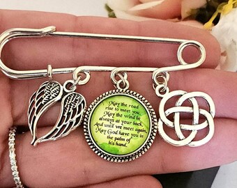 Celtic Irish Prayer Blessing Gift for Women, Brooch Lapel Pin for Her, May the Road Rise to Meet you