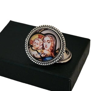Mary Jesus Church Glass Lapel Tie Pin  for men women, Christian catholic religious gift-catholic pin