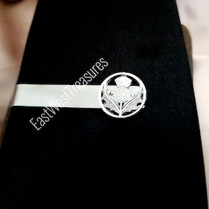 Thistle Tie Bar, Scottish Thistle Tie Clip, tie necktie accessory gift for men