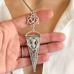 Vintage Scottish Thistle Celtic Sister Knot necklace jewelry gift for women