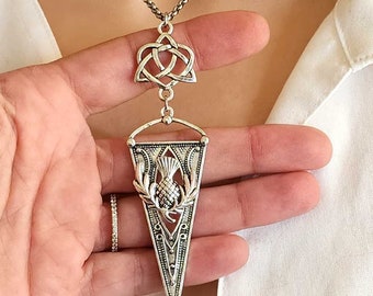 Vintage Scottish Thistle Celtic Sister Knot necklace jewelry gift for women