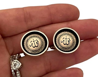 Islamic Arabic Cufflinks , Allah Islamic Lapel Tie Pin, Islamic Brooch, Muslim men gift, Ramadan gift for men