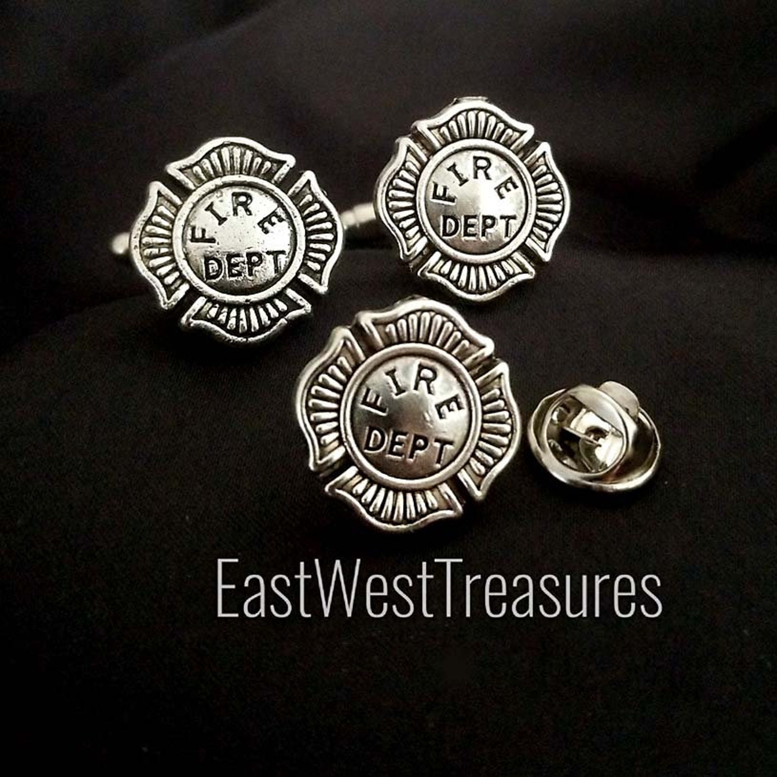 Firefighter cufflinks and Lapel tie bar pin tackSuite Tie Etsy