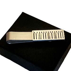 Piano Tie Clip, Piano tie Bar, Piano gift for Men Him Silver steel