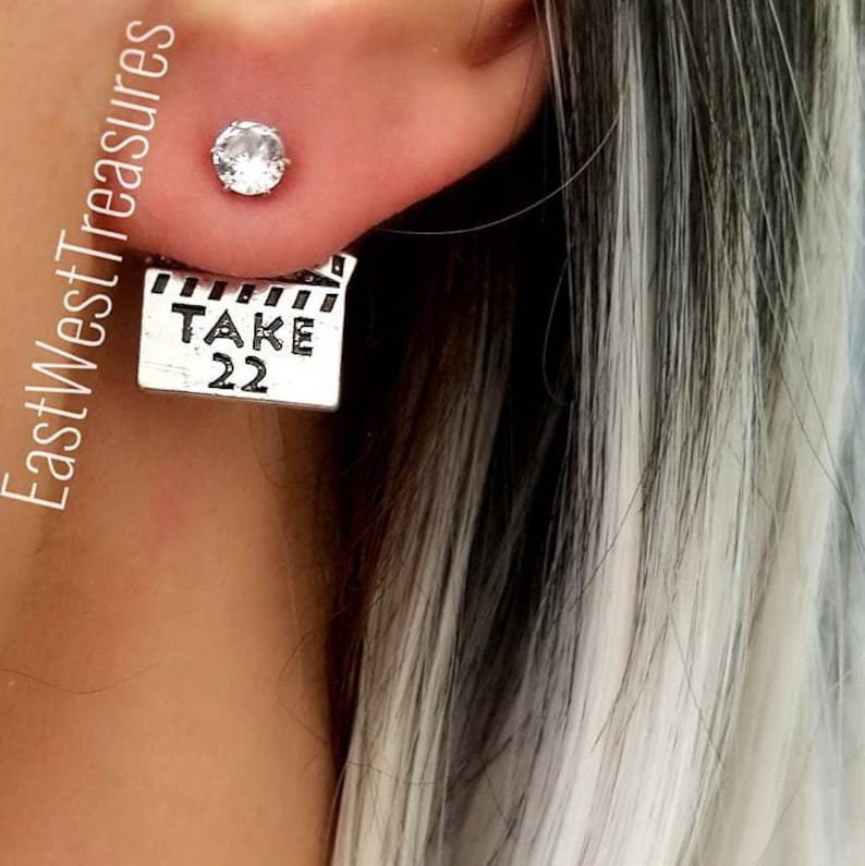 film producer maker director jewelry gift for teens women her-gifts for a movie director Clapperboard Movie stud Earrings