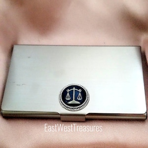 Lawyer Gifts for Men Women, Law student Gift, Business card holder, Scales Of Justice Attorney gifts , Law school graduation gift