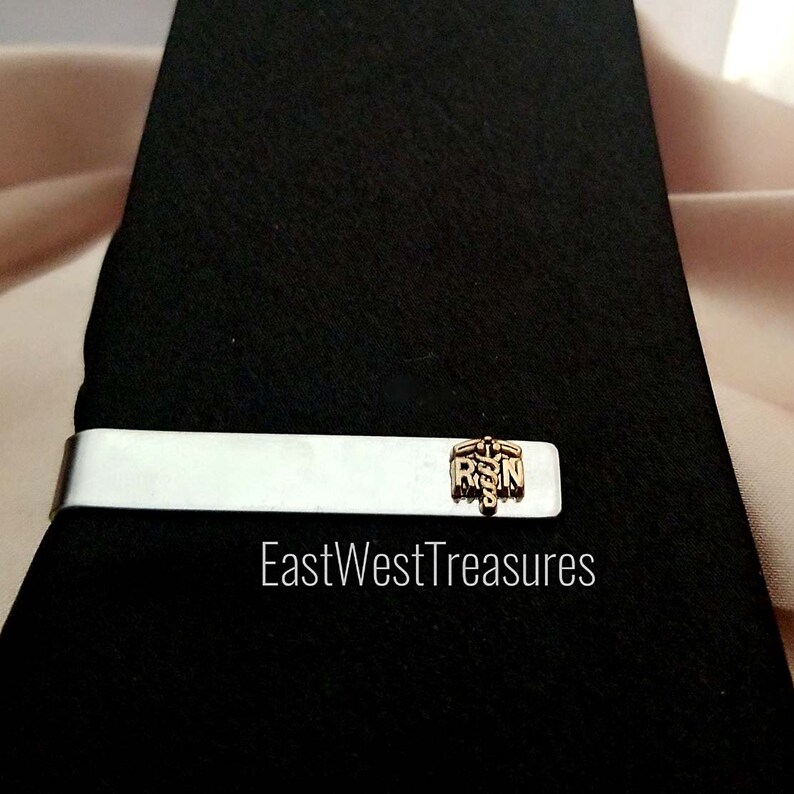 White Coat Ceremony Graduation Christmas Gift for Men All STEEL RN Nurse tie clips bar RN Nursing Nurse suit tie accessories