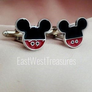 Mickey Mouse cufflinks, lapel Tie Pin, suit jacket Necktie accessory gift for men-Disney Wedding anniversary Gift for Groom groomsmen