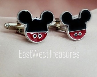 Mickey Mouse cufflinks, lapel Tie Pin, suit jacket Necktie accessory gift for men-Disney Wedding anniversary Gift for Groom groomsmen