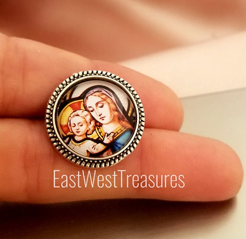 Mary Jesus Church Glass Lapel Tie Pin for Men Women, Christian Catholic ...