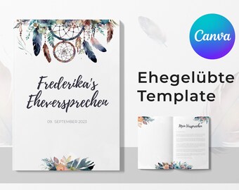 Wedding Vow Booklet Canva Template | Personalized Printable Vows | Wedding Vow Template | Wedding Template Print