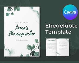 Wedding Vow Booklet Canva Template | Personalized Printable Vows | Wedding Vow Template | Wedding Template Print