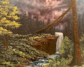 Cascade noire inspirée de Bob Ross®
