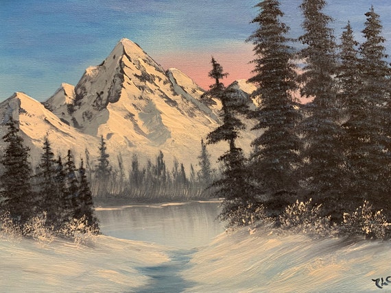 絵画 Winter Mountains ORIGINAL PRINT VINTAGE LITHOGRAPH LITHO WINTER LANDSCAPE