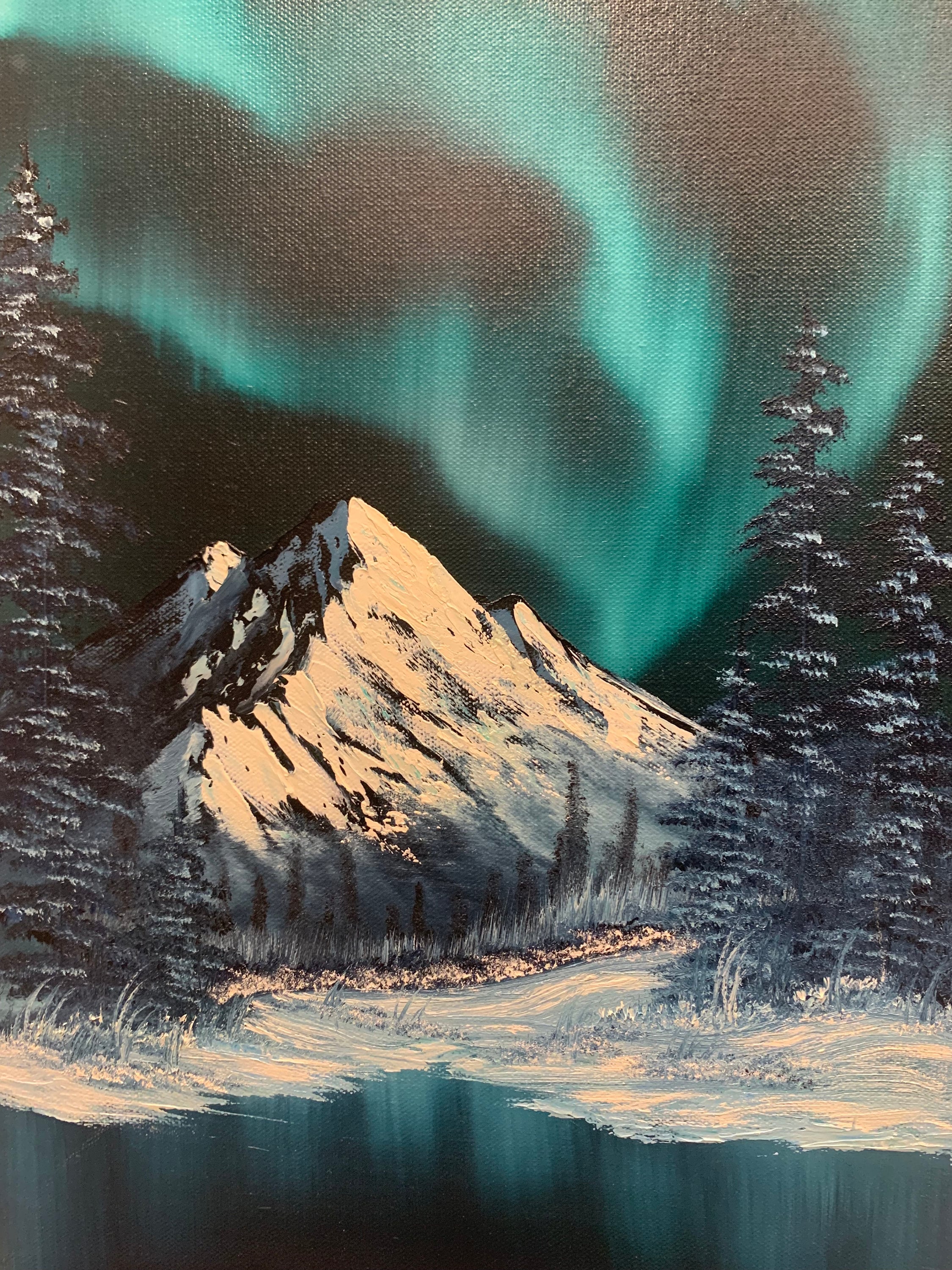 Bob Ross Signed Original Northern Lights Painting