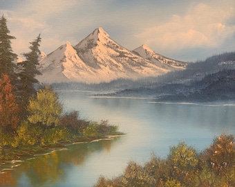 Bob Ross® ha ispirato Peaceful Waters 16 "x20" pittura ad olio