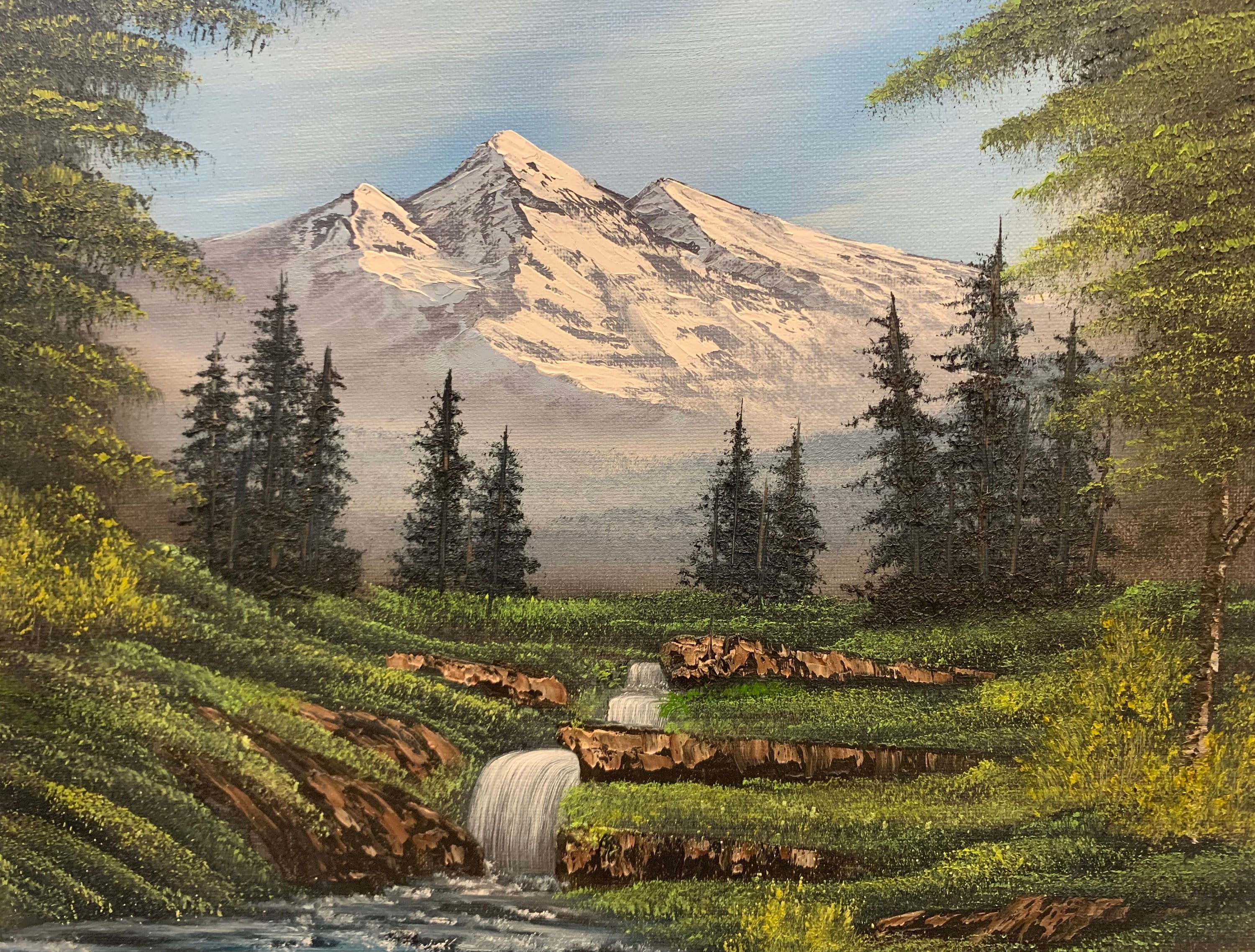 Bob Ross Inspired Painting - Island in the Wilderness Tapestry