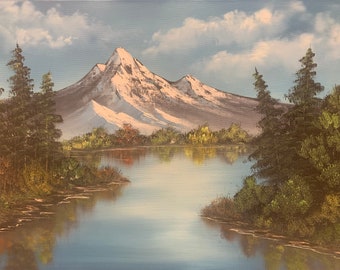 Bob Ross® ha ispirato Mountain Reflections 18 "x24" pittura ad olio
