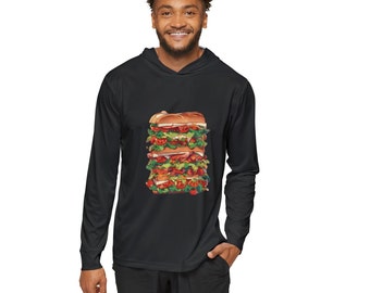 Food Sandwich Fantasy on Men's Sports Warmup Hoodie Multi Layered Toast Print Bacon Lettuce Tomato BLT Lunch Running Jogging Fashion Shirt