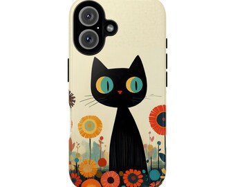 Cat Phone Case iPhone, Samsung, Google Tough Cover Cases Cats Animal Lover Gift Kitty Illustration UV Protective TPU Covers for Phones