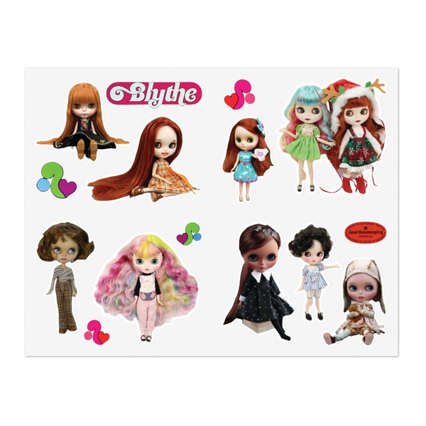Blythe Doll Sticker Sheet Vintage & Modern Dolls Vinyl Stickers Logo Decorations Collectors Die Cast Decals