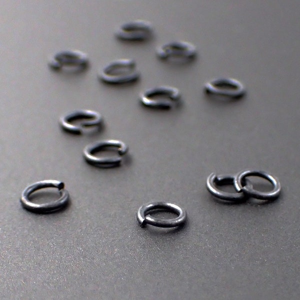 Matte Black Nickel Free Round Open Jump Rings 21 Gauge 4.5mm Outer Diamater, Findings for Jewelry Making, 10 Grams, Approximately 220 Pieces