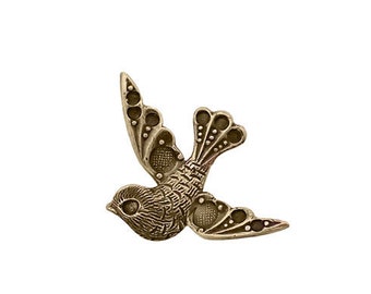 Antiqued Brass Ox Small Bird with Settings for Tiny Round Rhinestones, Nickel Free, 2 Pieces - Vintage Style Scrapbook Embellishments