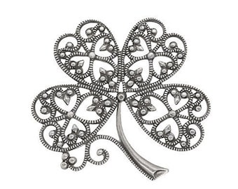 Large Four Leaf Clover Filigree - Antique Silver Ox Stampings - Intricate Detail Nickel Free - 1 Piece - High Quality Vintage European Brass