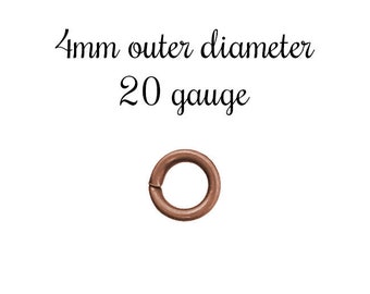 100 4mm Antiqued Copper Plated Brass Round Jump Rings, 20 Gauge, Lead Free and Nickel Free High Quality Findings for Jewelry Making