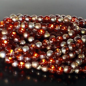 Orange Capri Gold - Czech Smooth Round Pressed Glass Beads - 8mm Beads 20 Pieces