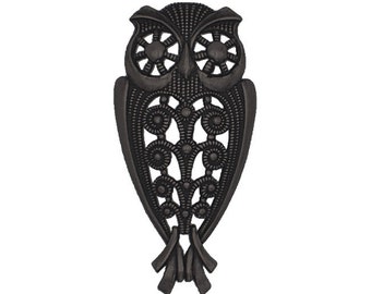 Rare Oxidized Black Brass Owl Filigree for Jewelry Making, European Steampunk Stamping, 1 Piece