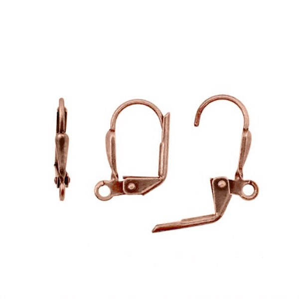 Lever Back Earring Findings, Nickel-Free Antiqued Copper Ox Jewelry Making Supplies - Latched Leverback Ear Wires - 5 Pairs - 10 Pieces