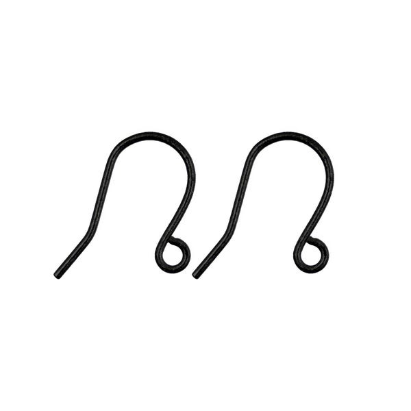 Matte Black Nickel Free Earring Hooks, 10 or 100 Pieces, Dark Antique Black Gothic Shepherd French Hook Ear Wires