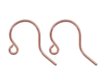 Small Rose Gold Plated Brass French Hook Ear Wires, Nickel Free, 24 or 100 pieces