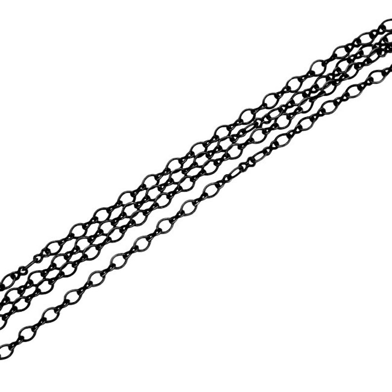 Matte Black Soldered Cable Chain, Nickel Free Infinity Link Figure 8 and Round Oval, Jewelry Making Chain with Petite Soldered Links image 5