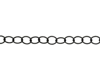 Matte Black Extender Chain - Soldered Links - Round Wire Oval 6mm Links - Jewelry Making Cable Chain - Nickel Free Lead Free