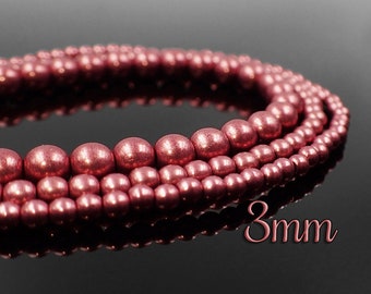 3mm Czech Glass Druk Beads Saturated Metallic Valiant Poppy 100 Piece Strand