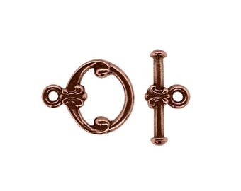 Tierracast Classic Toggle Clasp - 2 Sets - Antique Copper Oxide - Dark Copper Ox Plated Pewter Findings USA Made - Lead Free Nickel Free