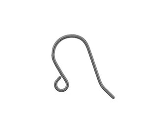 Gunmetal Plated Brass Nickel Free Earring Hooks - 10 Pieces - 5 Pairs - Shepherd French Hook Ear Wires