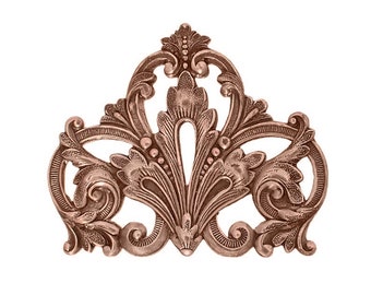 Large Flourish Stampings Antiqued Copper Plated Brass Large Scrapbooking Corners Victorian Style Nickel-Free Necklace Base Filigree