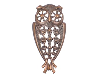 Rare Vintage Brass Owl Filigree Natura Patina - European Steampunk Stamping - 1 Piece