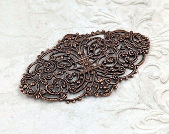 Rare Elegant Dapt Filigree, European Made Antiqued Copper Plated Brass for Vintage Style Jewelry Making Supplies, 1 Piece