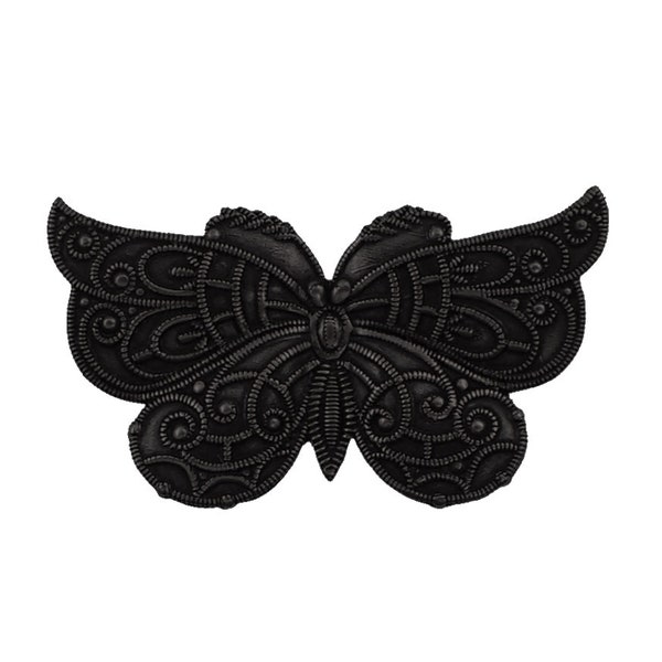 Matte Black Butterfly Stampings for Jewelry Making or Scrapbooking Embellishment, 2 Pieces for Enameling or Painting, European Brass