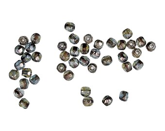 100 3mm Fire Polished Lumi Transparent Green Luster Czech Glass Beads - Rustic Mottled Finish for Jewelry Making