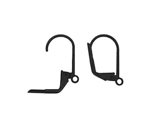 Matte Black Nickel Free Lever Back Earring Findings - 4 or 20 Pieces - Dark Antique Black Gothic Leverback Ear Wires