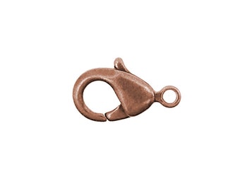 Antiqued Copper Ox Lobster Claw Jewelry Clasps, 5 Pieces 12x7mm High Quality Nickel Free