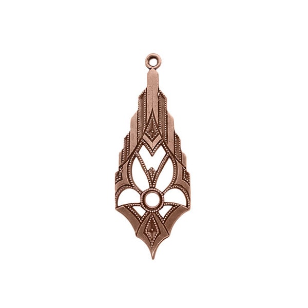 Pendentif Ancien Canton Art Déco - Sculpté à La Main - Bijou Vintage - Occasion