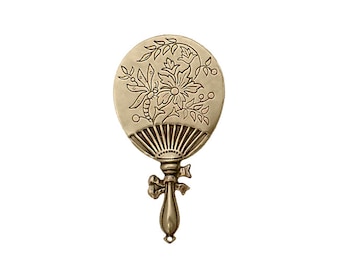 Large Baby Rattle Pendant - 1 Piece - Antique Brass Ox Bronze Colored with Hole and Floral Pattern - USA Made Scrapbook Embellishments