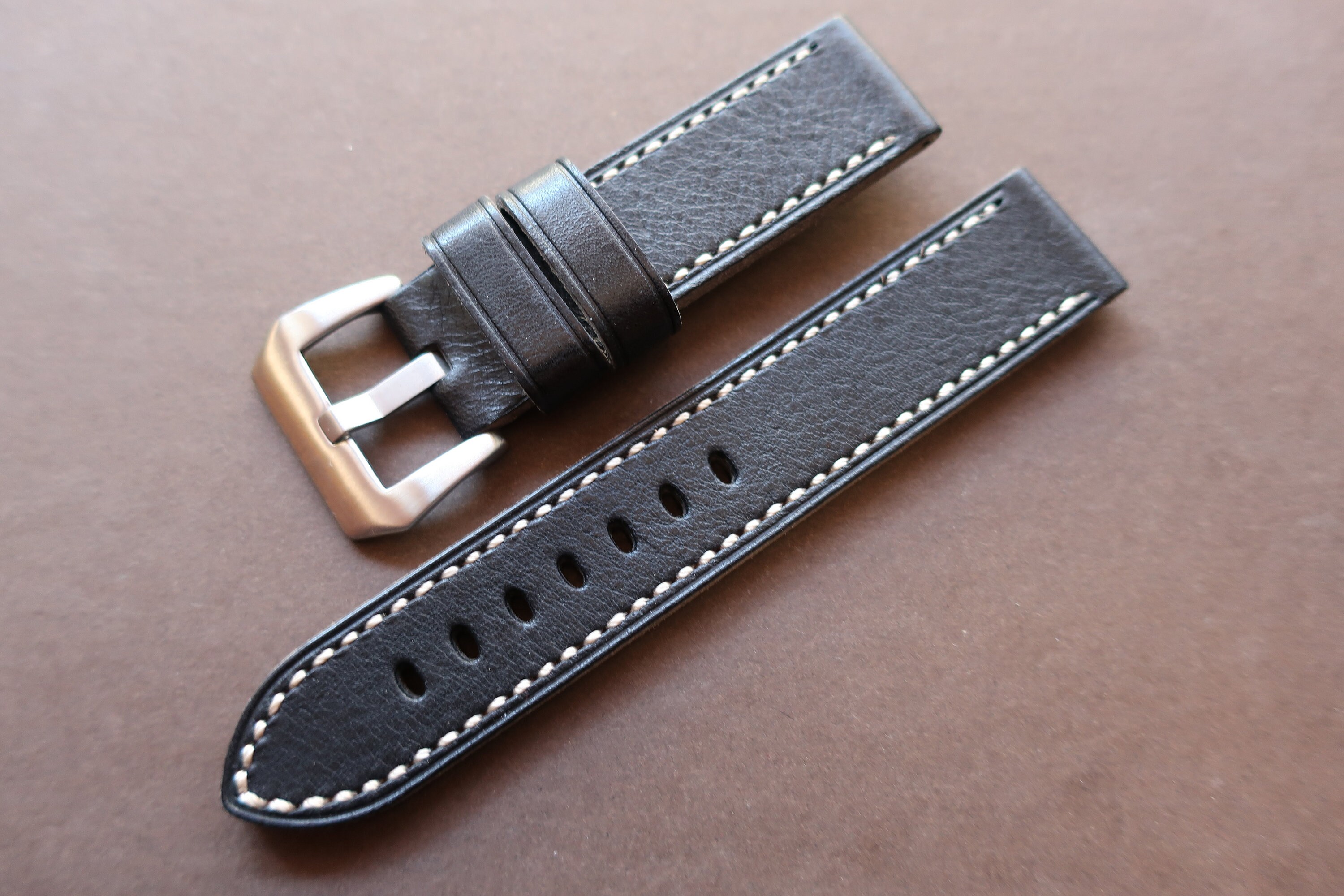 Leather strap in 22mm Black leather in 22/22mm Handmade Etsy